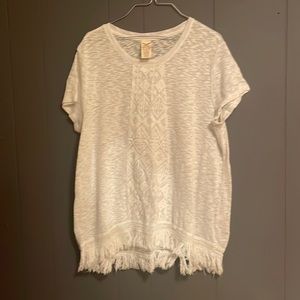 Cream translucent knit blouse